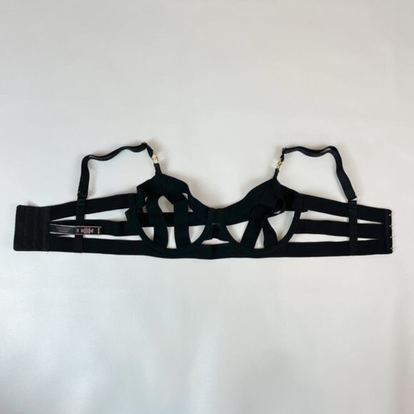 NWOT Victoria's Secret Bra 32D Unlined Balconet Strappy Banded Black - Picture 4 of 7